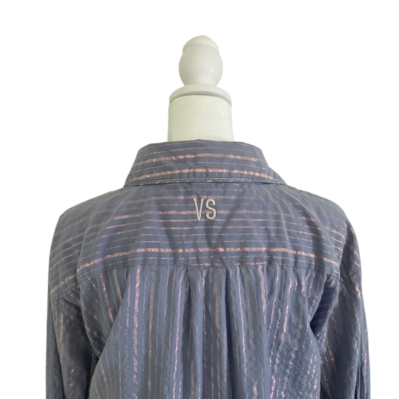 Victoria's Secret Blue And Pink Striped Pajama Shirt Size Large - Picture 2 of 7